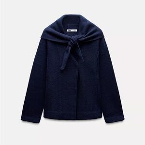 ZARA 100% WOOL SCARF COLLAR JACKET